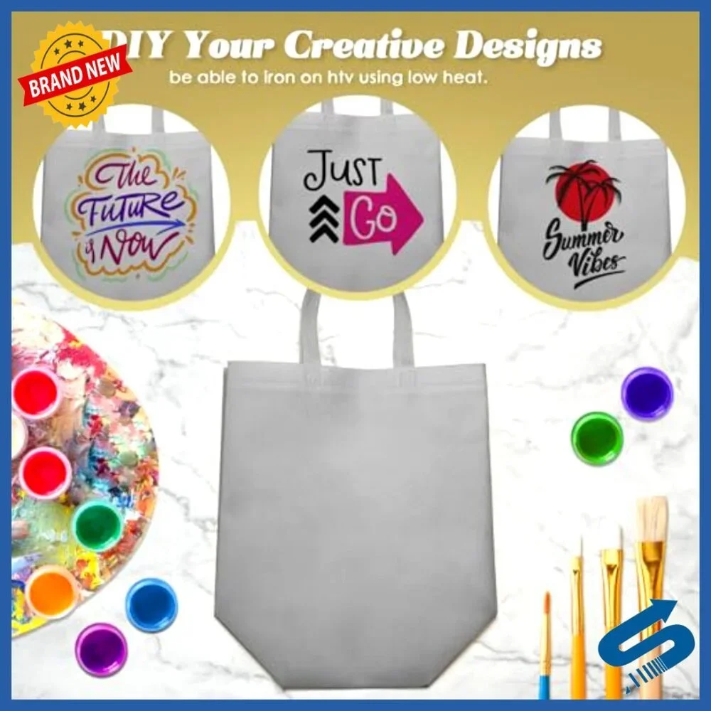Reusable Non-Woven Tote Bags Bulk Set Foldable Grocery Shopping Storage